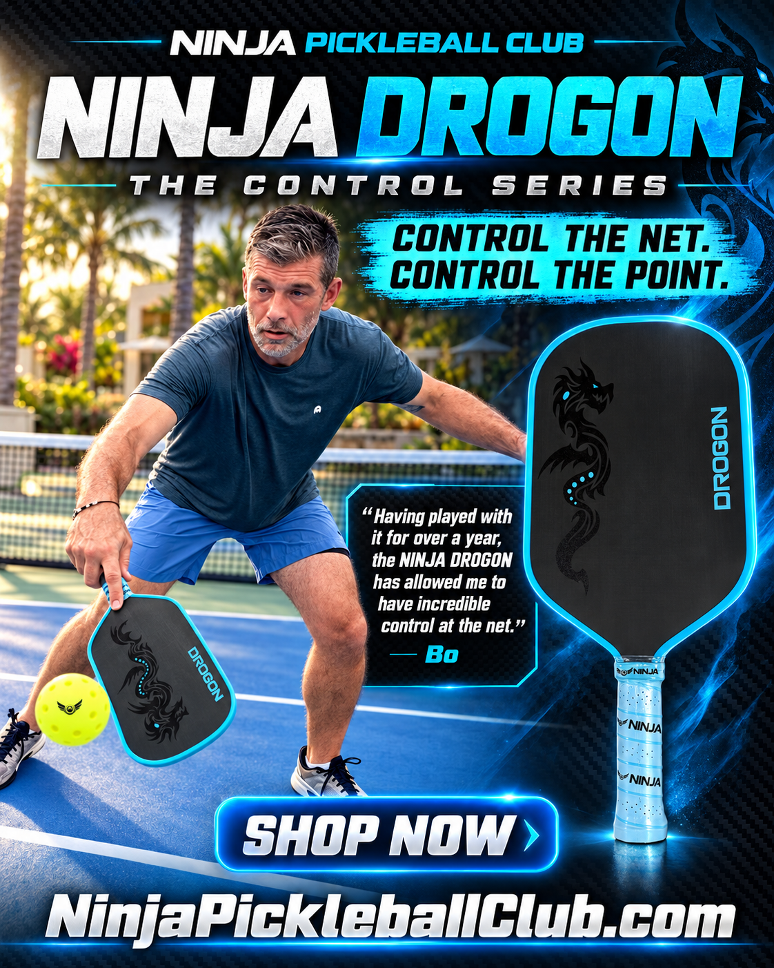 Ninja Drogon paddle promotional photo featuring Bo
